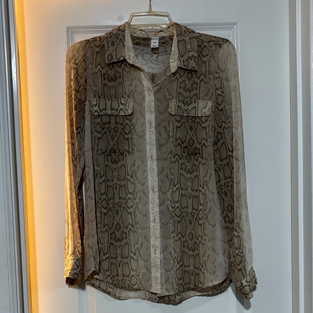Old Navy Brown Snake Print Blouse